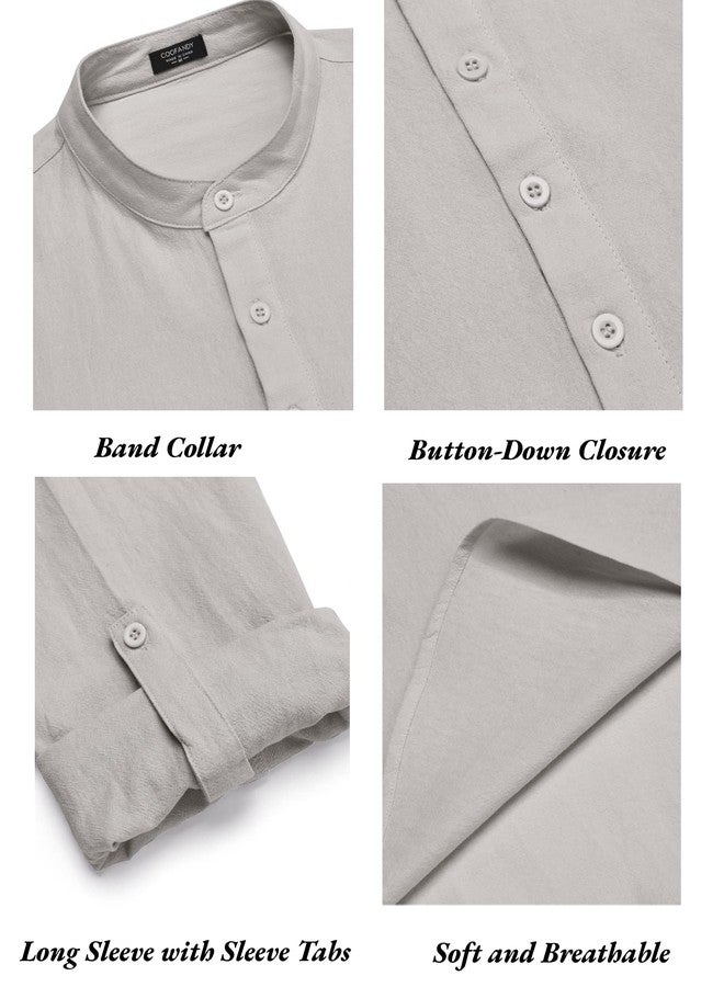 COOFANDY Men's 2 Pieces Cotton Linen Set Long Sleeve Henley Shirts Casual Beach Pants With Pockets Summer Yoga Outfits - Image 4